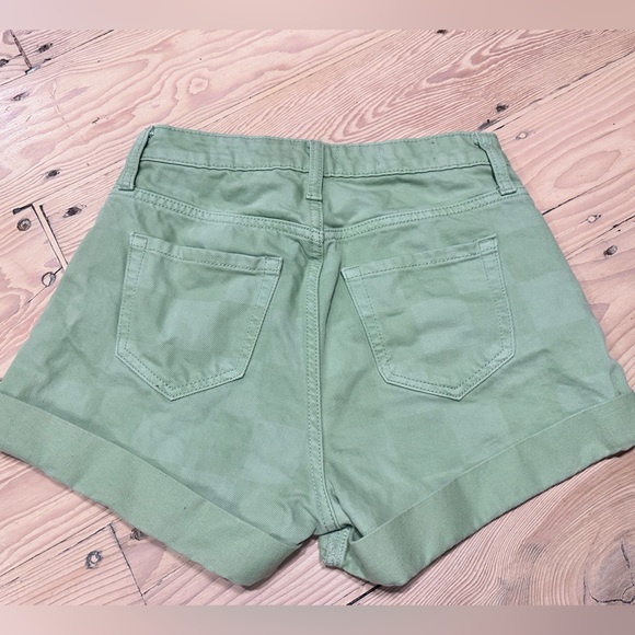 3/$15 High Waist Green Checkered Jean Shorts US 00 - Picture 3 of 6
